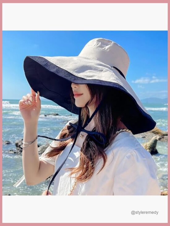 UPF 50+ Wide Brim Sun Hat Wired Edge Reversible Foldable Travel UV Protection main image 5